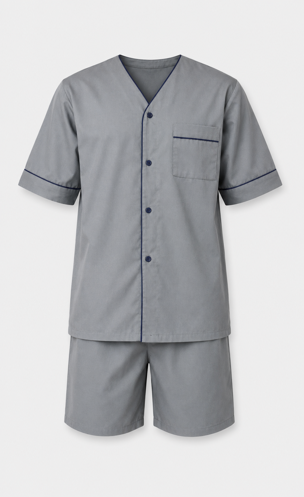 Up2date Fashion Men's Woven Short Sleeves Pajama Set with Shorts Lightweight Loungerwear
