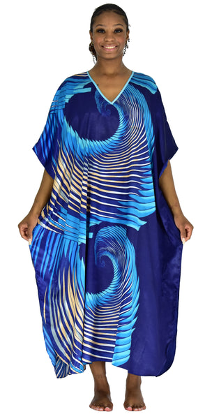 Women's Long Satin Caftan / Kaftan / Muumuu, Queen of Hearts Print