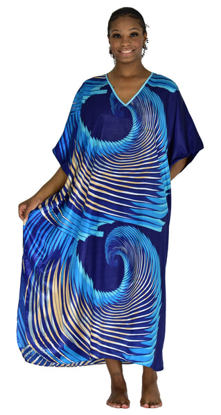Women's Long Satin Caftan / Kaftan / Muumuu, Queen of Hearts Print