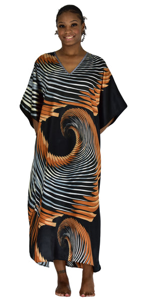 Women's Long Satin Caftan / Kaftan / Muumuu, Animal Arabesque Print