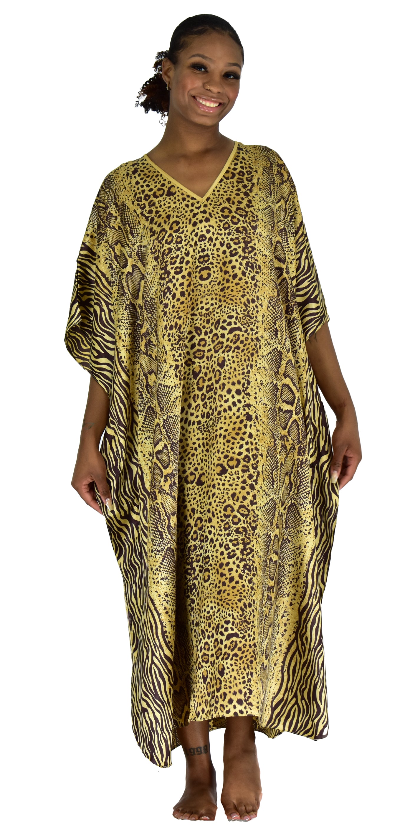Women's Long Satin Caftans / Kaftans / Muumuus, Three-Piece Solid Color Value Pack 24