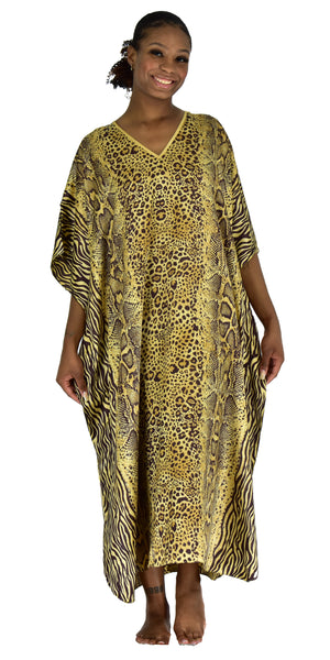 Women's Long Satin Caftans / Kaftans / Muumuus, Three-Piece Solid Color Value Pack 24