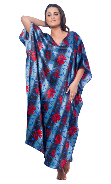 Up2date Fashion's Women's Caftan / Kaftan / Muumuu / Mumu, Water Lilies Print, Style Caf-46C3