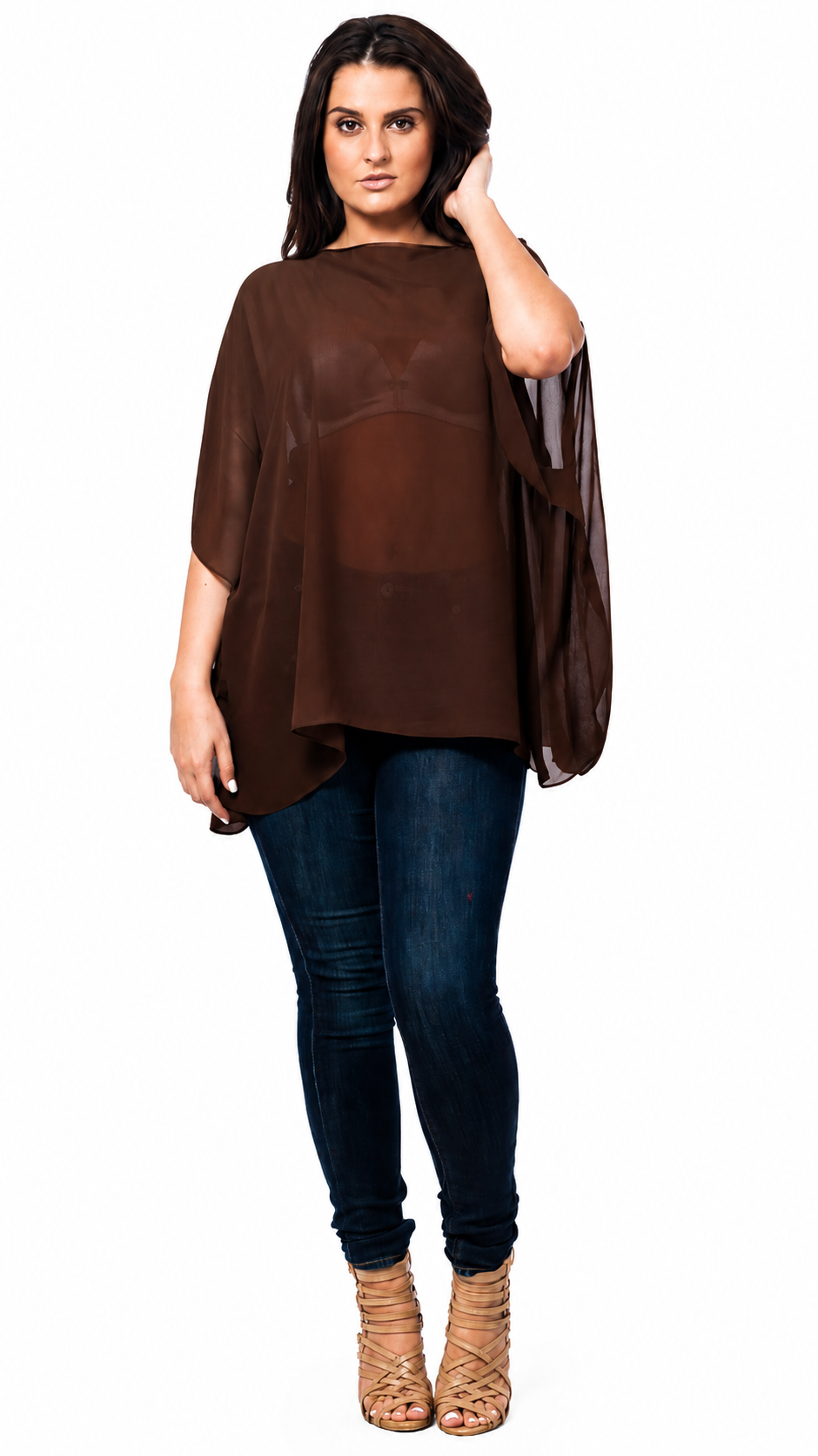 Chiffon Poncho Shawls Capelets for women Chiffon Wraps and Evening Beach Cover Up