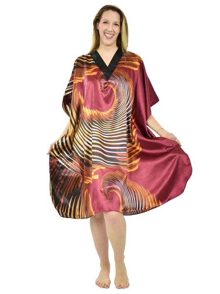 Women's Short Satin Caftan / Kaftan / Muumuu, Galaxy Stardust Print