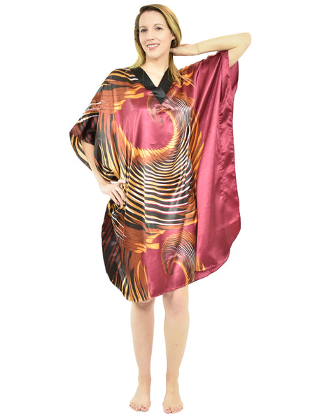 Women's Short Satin Caftan / Kaftan / Muumuu, Galaxy Stardust Print