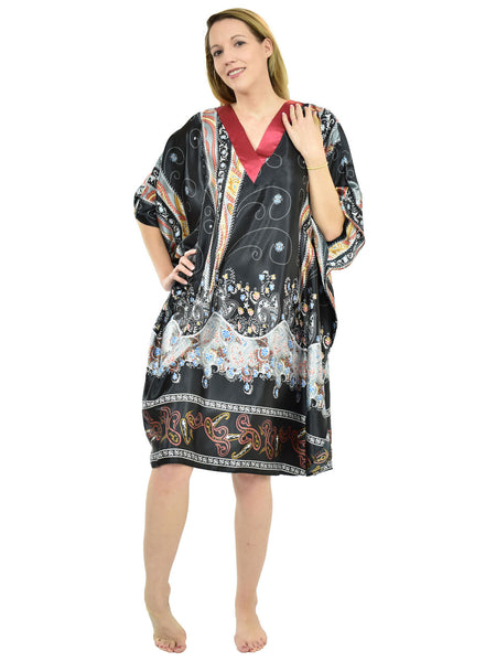 Women's Short Satin Caftan / Kaftan / Muumuu, Desert Nights Print