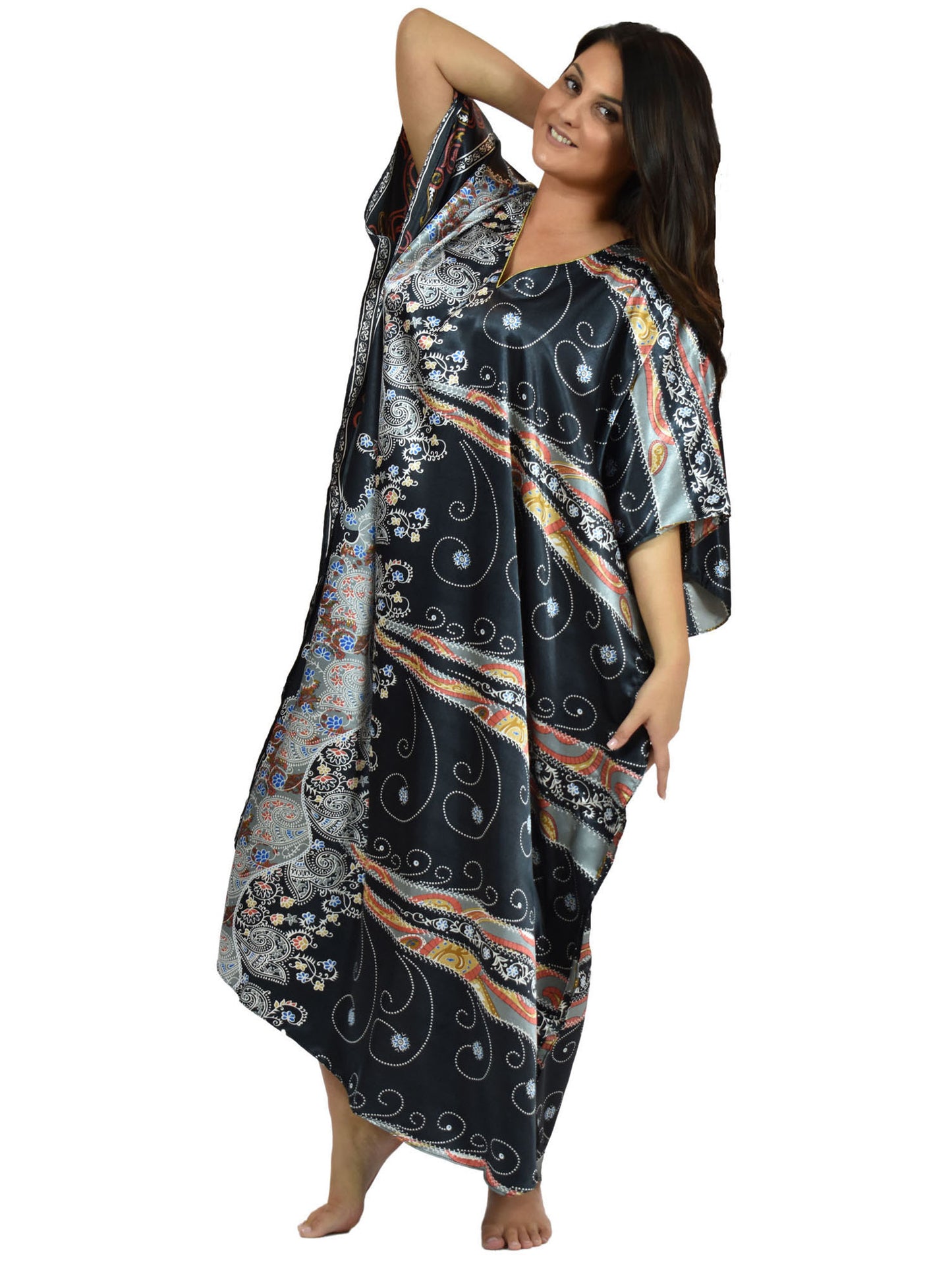 Women's Long Satin Caftan / Kaftan / Muumuu, Desert Nights Print