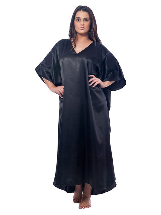 Women's Long Satin Caftan / Kaftan / Muumuu, Solid Color