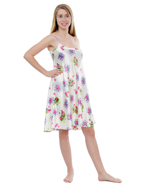 Women's Chemise, Satin, Ivory Floral Print