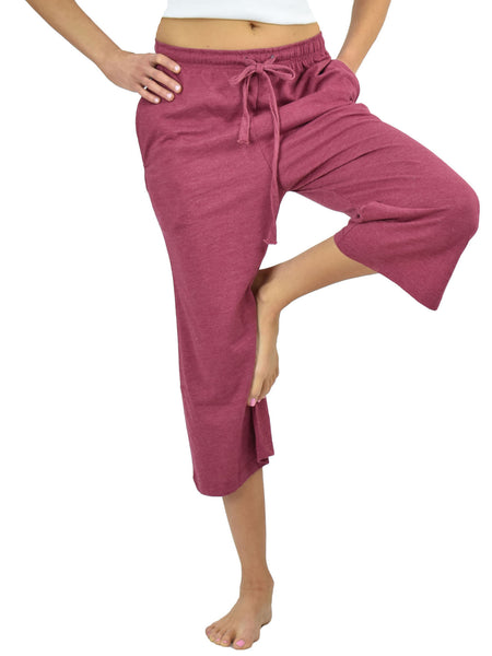 Women's Lounge Pants / Pajama Bottoms / Sleep Pants, 100% Cotton Knit, Cropped