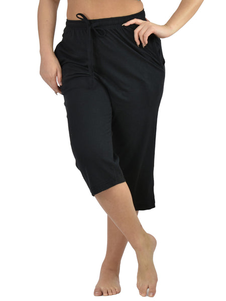 Women's Lounge Pants / Pajama Bottoms / Sleep Pants, 100% Cotton Knit, Cropped