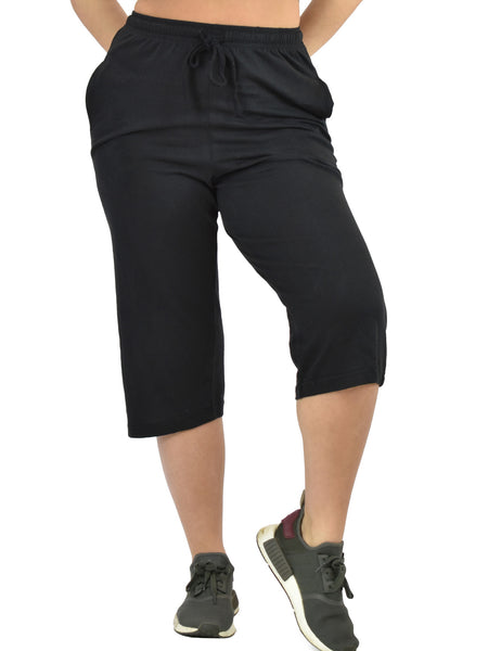 Women's Lounge Pants / Pajama Bottoms / Sleep Pants, 100% Cotton Knit, Cropped