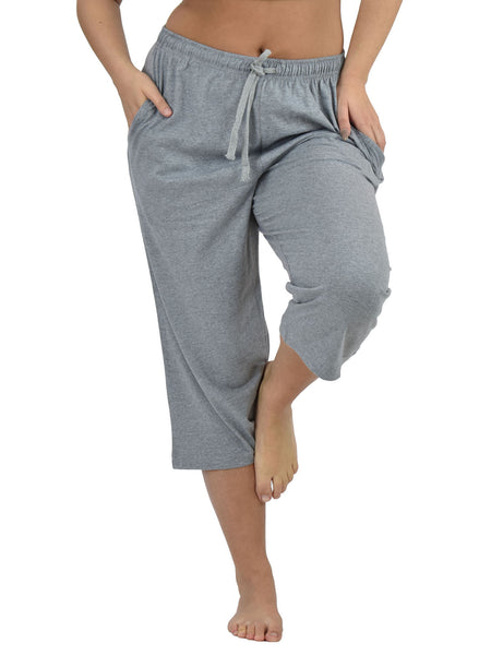 Women's Lounge Pants / Pajama Bottoms / Sleep Pants, 100% Cotton Knit, Cropped