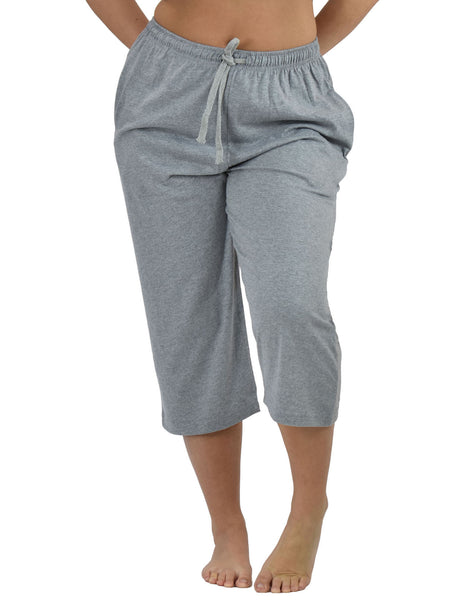 Women's Lounge Pants / Pajama Bottoms / Sleep Pants, 100% Cotton Knit, Cropped