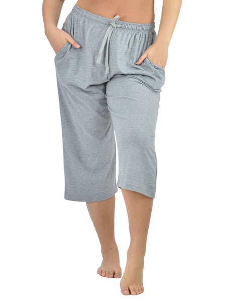 Women's Lounge Pants / Pajama Bottoms / Sleep Pants, 100% Cotton Knit, Cropped