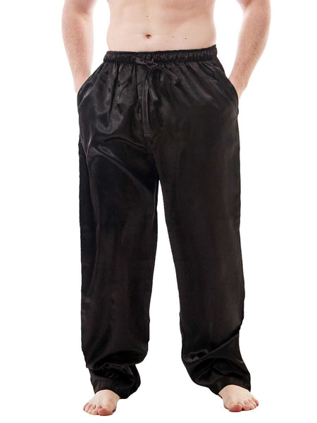 Men's Lounge Pants / Pajama Bottoms / Sleep Pants, Satin, 2-Piece Multicolor Combo in Black and Navy Blue