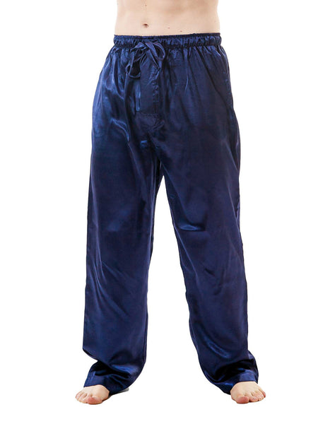 Men's Lounge Pants / Pajama Bottoms / Sleep Pants, Satin, 2-Piece Multicolor Combo in Black and Navy Blue