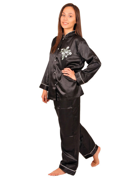 Women's Pajama Set / Pajamas / Pyjamas / PJs, Satin, Mandarin Collar