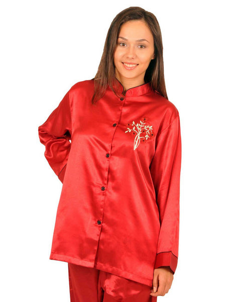Women's Pajama Set / Pajamas / Pyjamas / PJs, Satin, Mandarin Collar