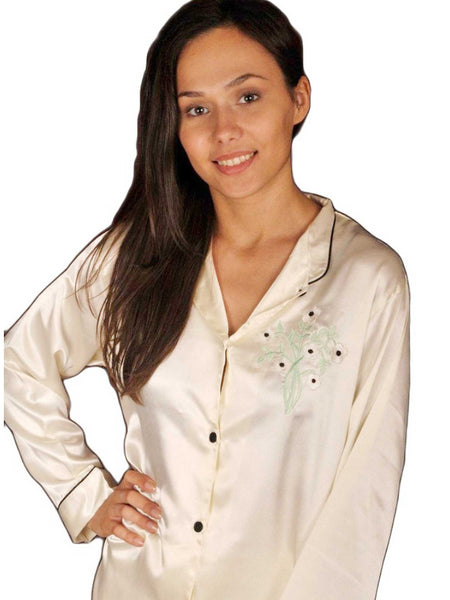 Women's Pajama Set / Pajamas / Pyjamas / PJs, Satin, Mandarin Collar