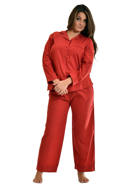 Women's Pajama Set / Pajamas / Pyjamas / PJs, Woven, Full Sleeve with Piping
