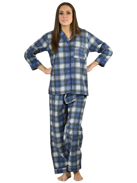 Women's Pajama Set / Pajamas / Pyjamas / PJs, 100% Cotton Flannel, Full Sleeve with Piping