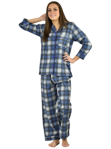 Women's Pajama Set / Pajamas / Pyjamas / PJs, 100% Cotton Flannel, Full Sleeve with Piping