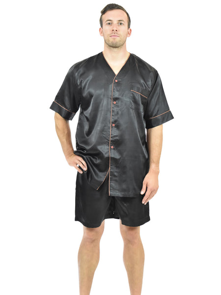 Men's Pajama Set / Pajamas / Pyjamas / PJs, Satin, Short-Sleeve V-Neck with Shorts