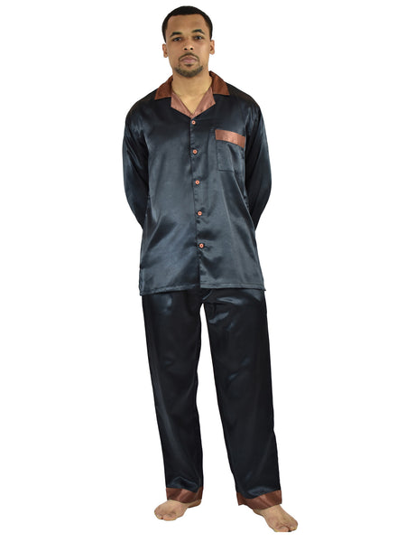 Men's Pajama Set / Pajamas / Pyjamas / PJs, Satin, Contrast Trim