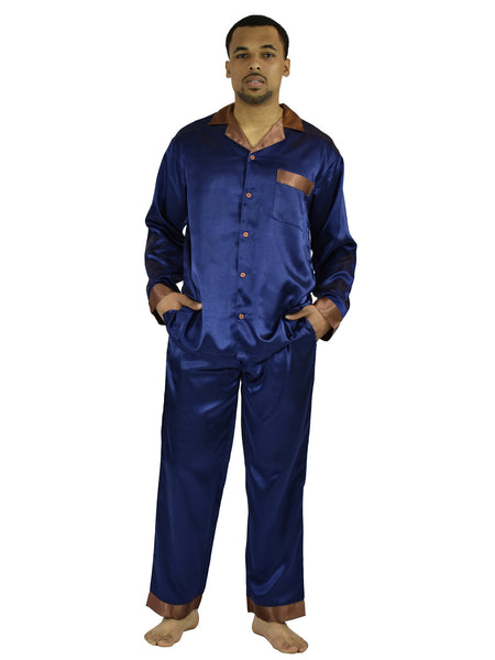 Men's Pajama Set / Pajamas / Pyjamas / PJs, Satin, Contrast Trim