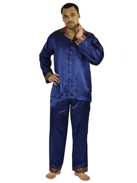 Men's Pajama Set / Pajamas / Pyjamas / PJs, Satin, Contrast Trim