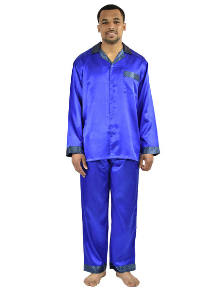 Men's Pajama Set / Pajamas / Pyjamas / PJs, Satin, Contrast Trim