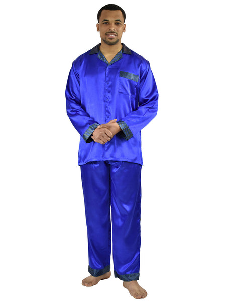 Men's Pajama Set / Pajamas / Pyjamas / PJs, Satin, Contrast Trim