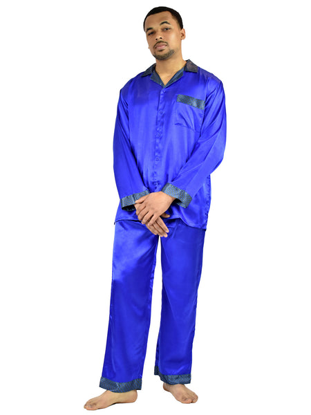 Men's Pajama Set / Pajamas / Pyjamas / PJs, Satin, Contrast Trim