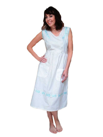 Women's House Dress with Embroidered Neckline