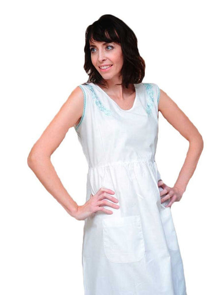 Women's House Dress with Embroidered Neckline