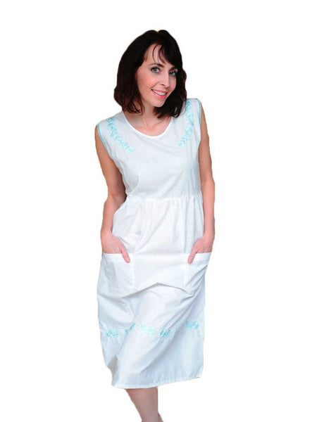 Women's House Dress with Embroidered Neckline