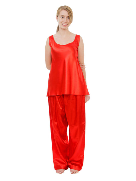 Women's Pajama Set / Pajamas / Pyjamas / PJs, Satin, Cami Top, Solid Colors