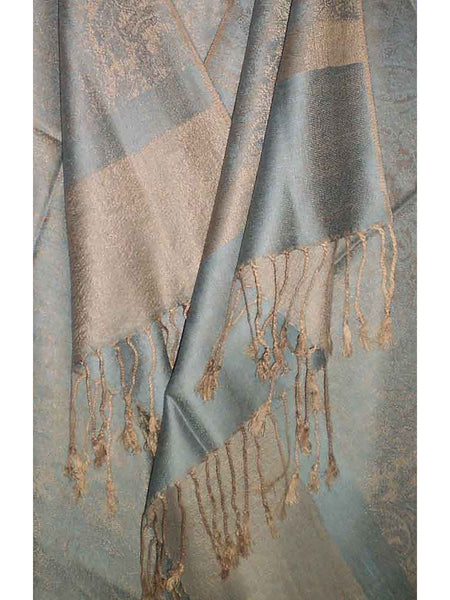 Women's Pashmina Scarf / Wrap / Shawl in Aqua Paisley
