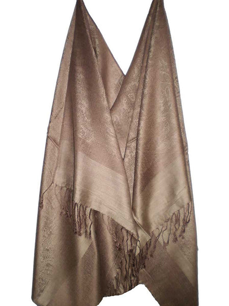 Women's Pashmina Scarf / Wrap / Shawl in Beige Paisley