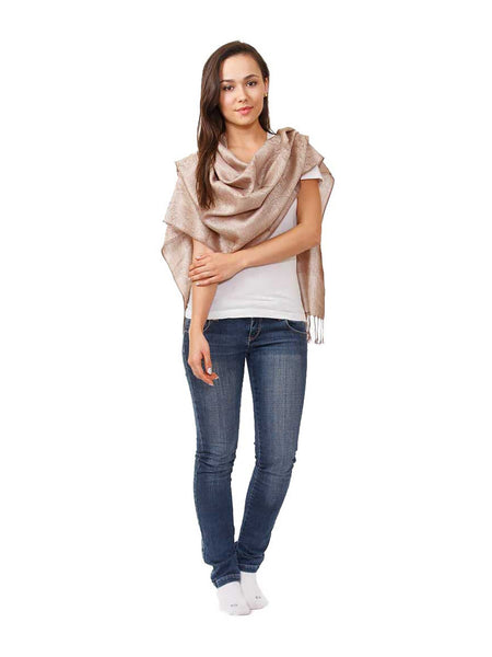 Women's Pashmina Scarf / Wrap / Shawl in Beige Paisley