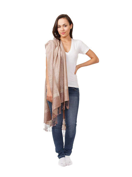 Women's Pashmina Scarf / Wrap / Shawl in Beige Paisley