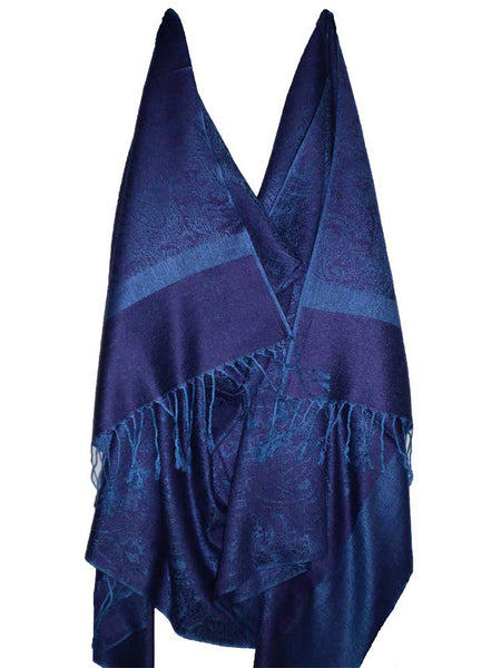 Women's Pashmina Scarf / Wrap / Shawl in Blue Paisley