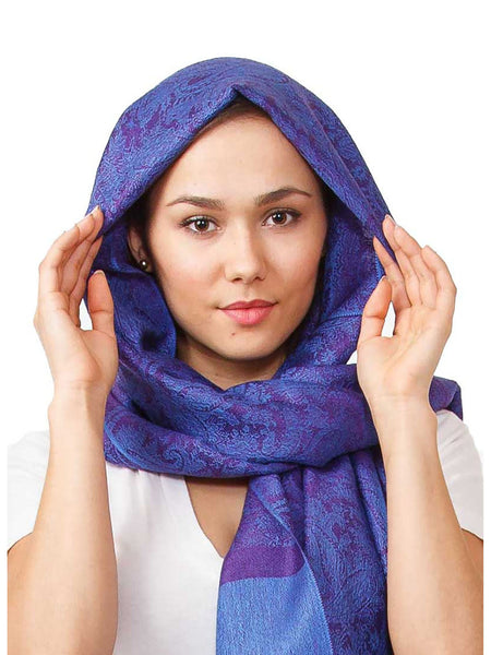 Women's Pashmina Scarf / Wrap / Shawl in Blue Paisley
