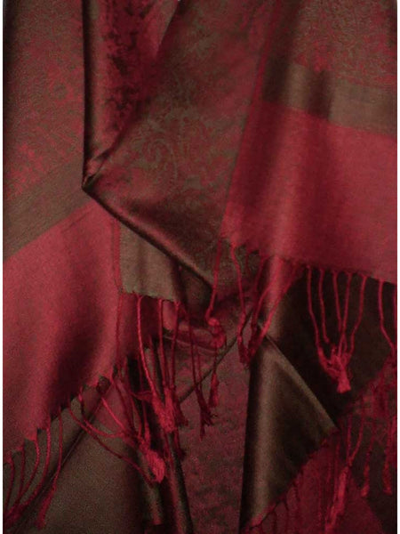 Women's Pashmina Scarf / Wrap / Shawl in Burgundy Paisley