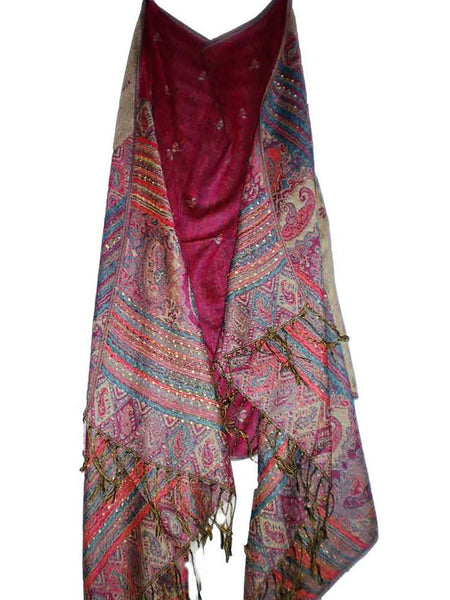 Women's Pashmina Scarf / Wrap / Shawl in Pink Paisley