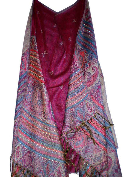 Women's Pashmina Scarf / Wrap / Shawl in Pink Paisley