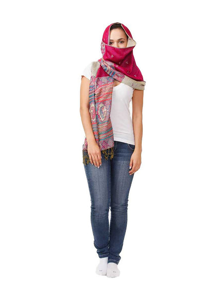 Women's Pashmina Scarf / Wrap / Shawl in Pink Paisley