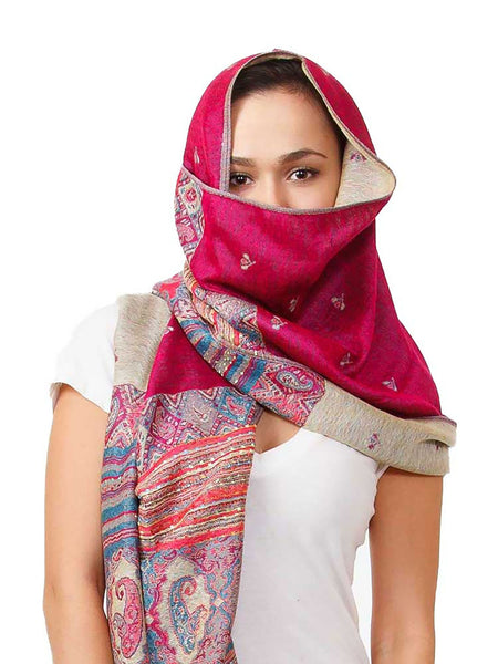 Women's Pashmina Scarf / Wrap / Shawl in Pink Paisley